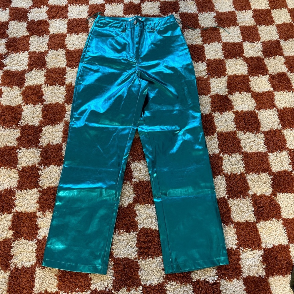 Amy Lynn brand metallic blue pants size Medium